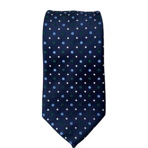 ETON Men's 100% Silk Necktie Blue w/Dots Designer 60-5/8"x3-2/8" Made in Engand